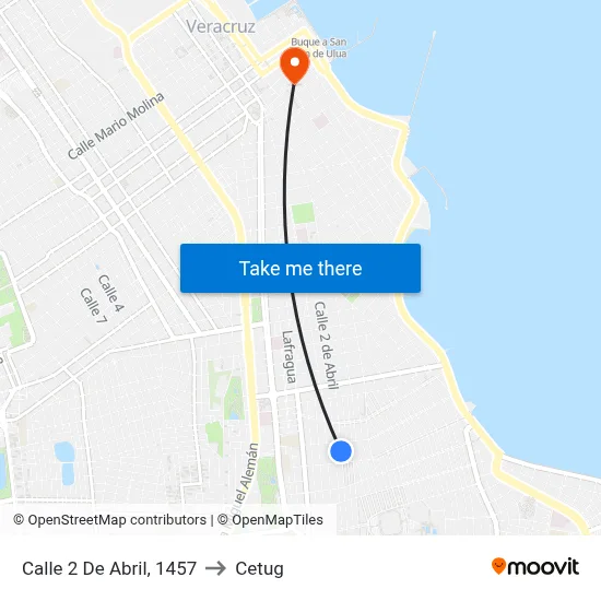 Calle 2 De Abril, 1457 to Cetug map
