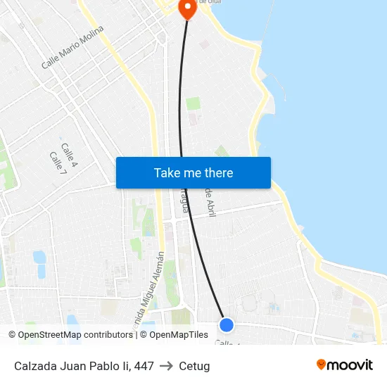Calzada Juan Pablo Ii, 447 to Cetug map