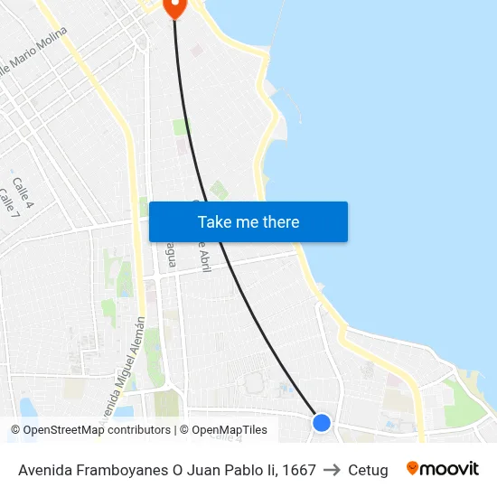 Avenida Framboyanes O Juan Pablo Ii, 1667 to Cetug map