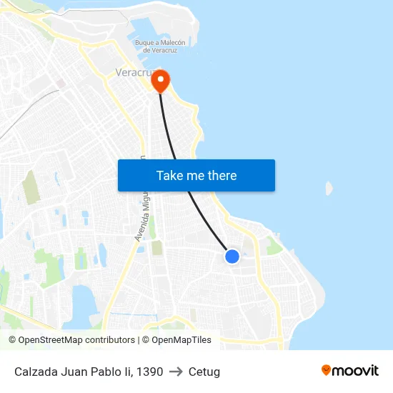 Calzada Juan Pablo Ii, 1390 to Cetug map