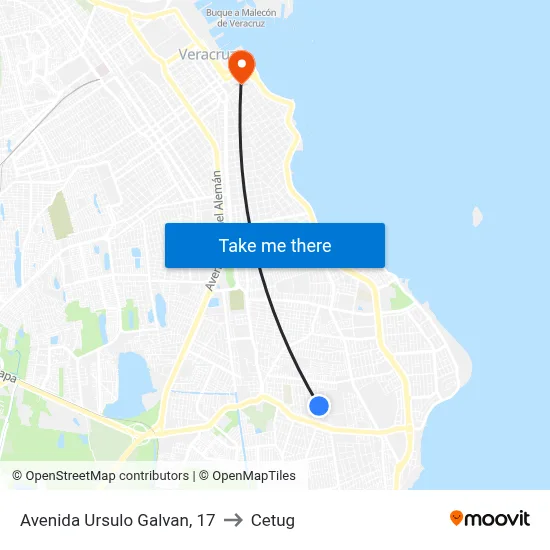 Avenida Ursulo Galvan, 17 to Cetug map