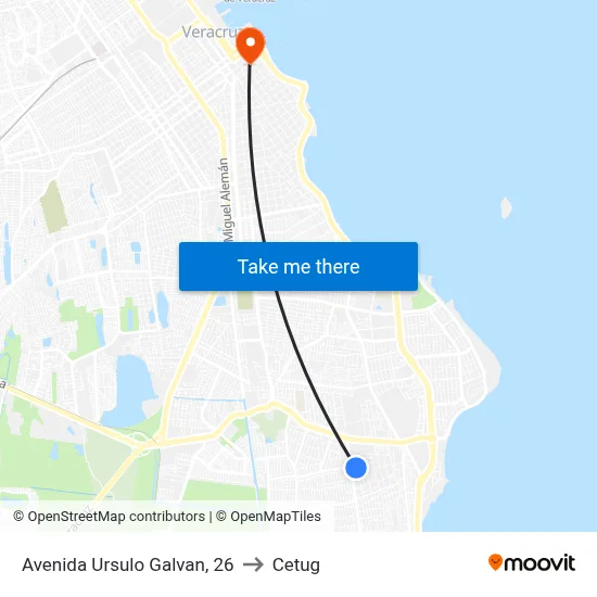 Avenida Ursulo Galvan, 26 to Cetug map