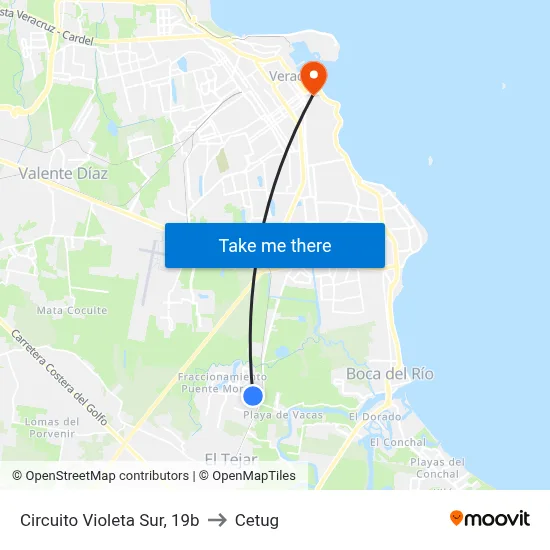 Circuito Violeta Sur, 19b to Cetug map
