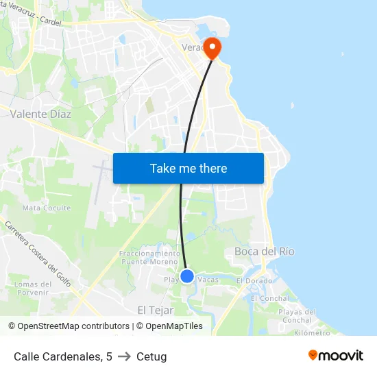 Calle Cardenales, 5 to Cetug map