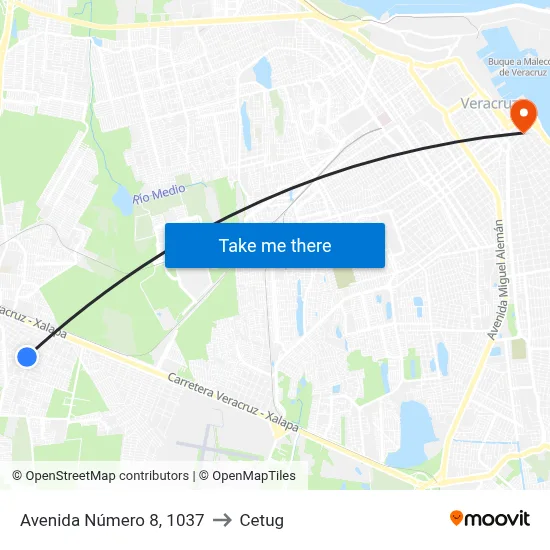 Avenida Número 8, 1037 to Cetug map