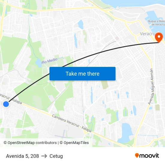 Avenida 5, 208 to Cetug map
