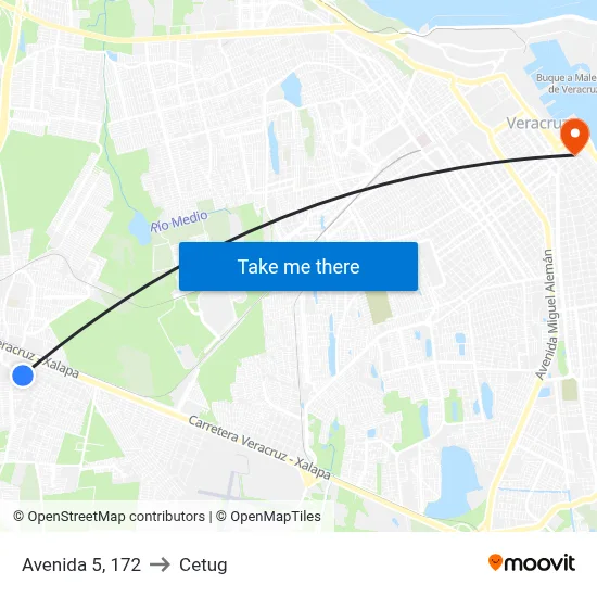 Avenida 5, 172 to Cetug map