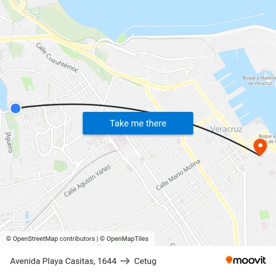 Avenida Playa Casitas, 1644 to Cetug map