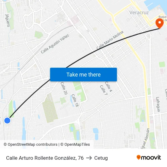 Calle Arturo Rollente González, 76 to Cetug map