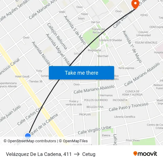 Velázquez De La Cadena, 411 to Cetug map