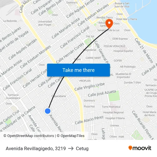 Avenida Revillagigedo, 3219 to Cetug map
