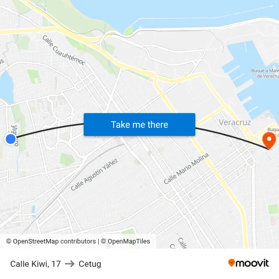 Calle Kiwi, 17 to Cetug map