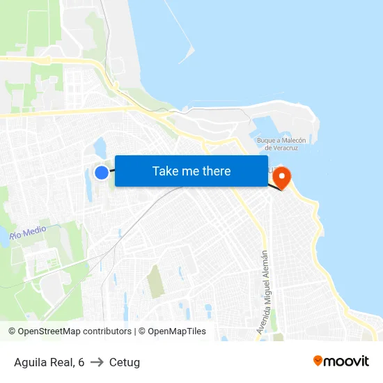Aguila Real, 6 to Cetug map