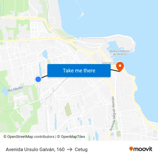 Avenida Ursulo Galván, 160 to Cetug map