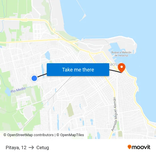 Pitaya, 12 to Cetug map