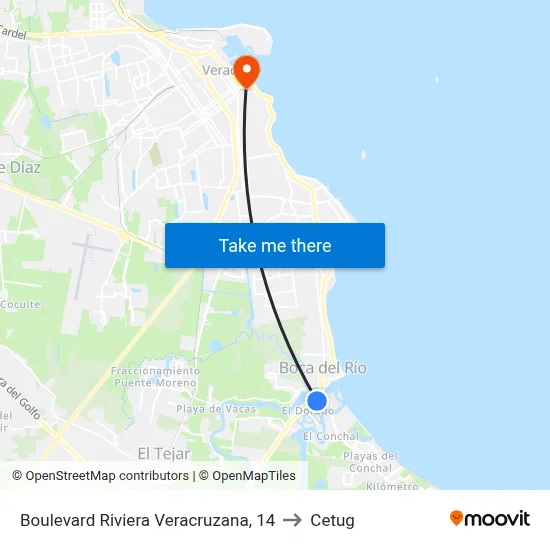 Boulevard Riviera Veracruzana, 14 to Cetug map