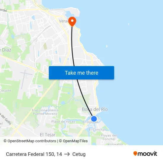 Carretera Federal 150, 14 to Cetug map