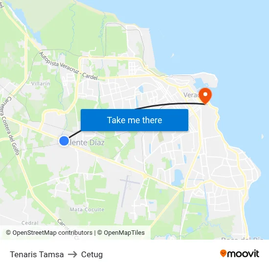 Tenaris Tamsa to Cetug map