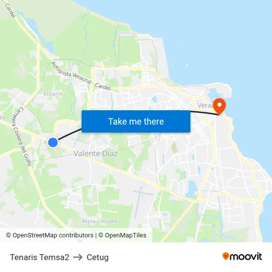 Tenaris Temsa2 to Cetug map