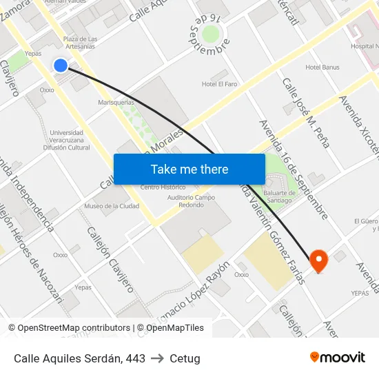 Calle Aquiles Serdán, 443 to Cetug map