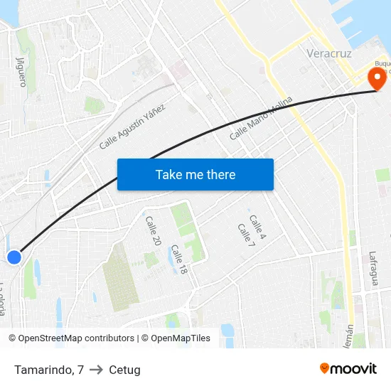 Tamarindo, 7 to Cetug map