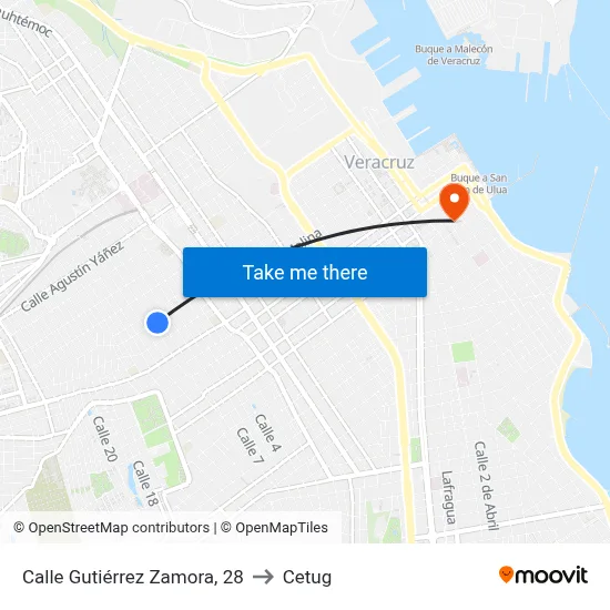 Calle Gutiérrez Zamora, 28 to Cetug map
