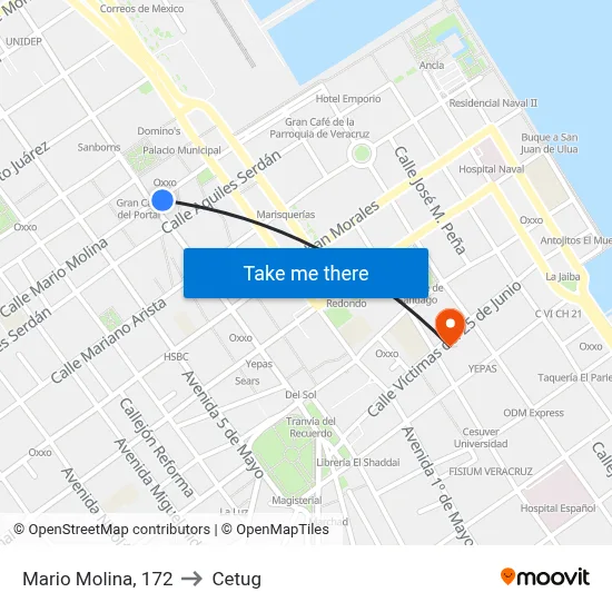 Mario Molina, 172 to Cetug map