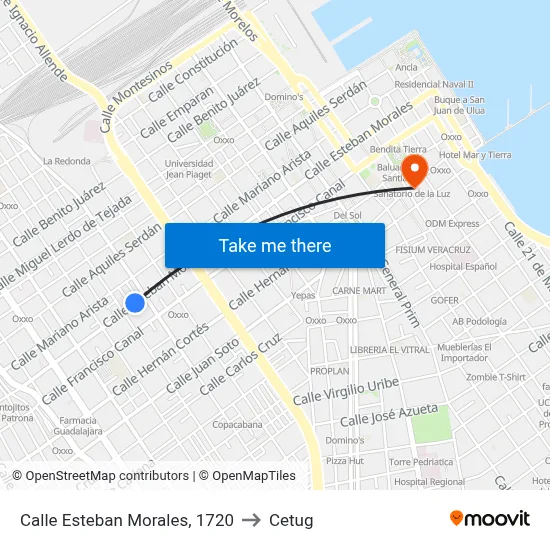 Calle Esteban Morales, 1720 to Cetug map