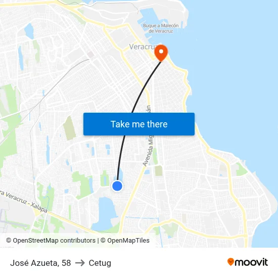 José Azueta, 58 to Cetug map