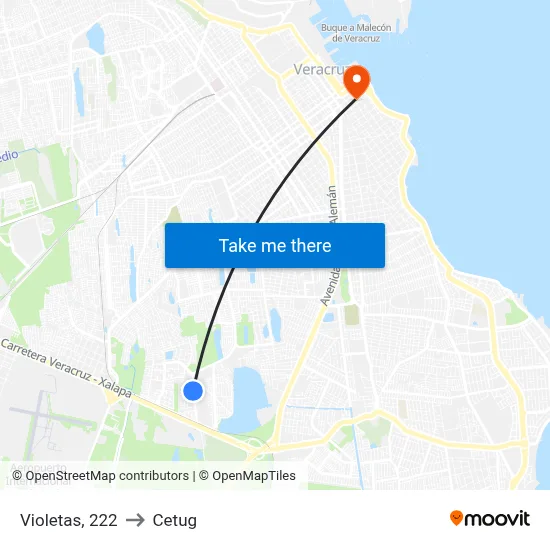 Violetas, 222 to Cetug map