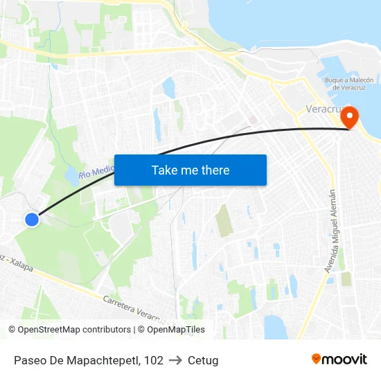 Paseo De Mapachtepetl, 102 to Cetug map
