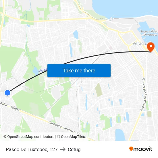 Paseo De Tuxtepec, 127 to Cetug map