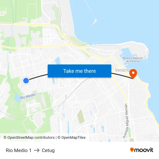 Rio Medio 1 to Cetug map