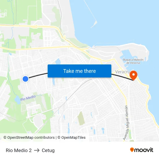 Rio Medio 2 to Cetug map