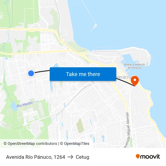 Avenida Río Pánuco, 1264 to Cetug map