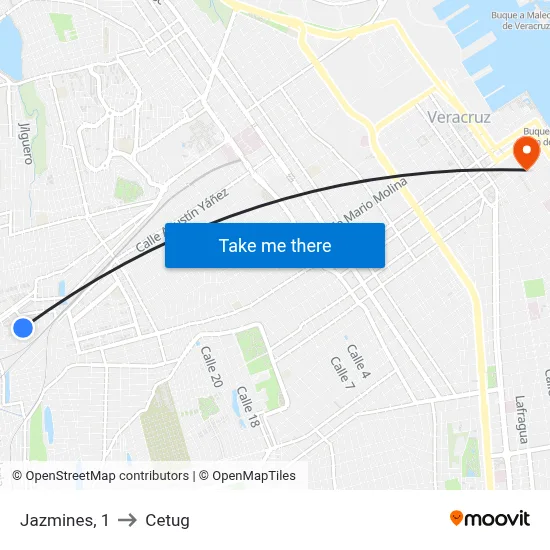 Jazmines, 1 to Cetug map