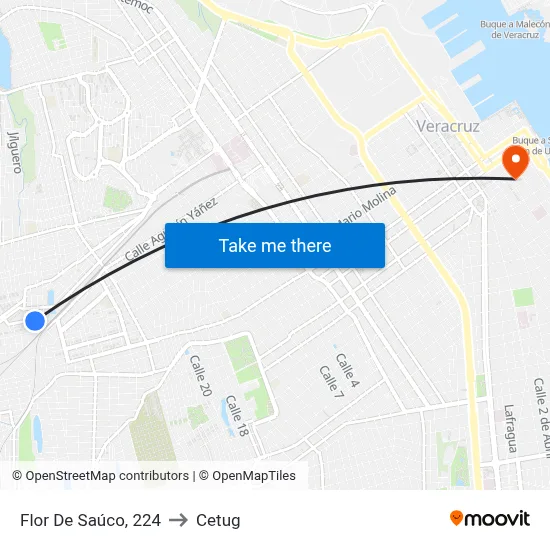 Flor De Saúco, 224 to Cetug map