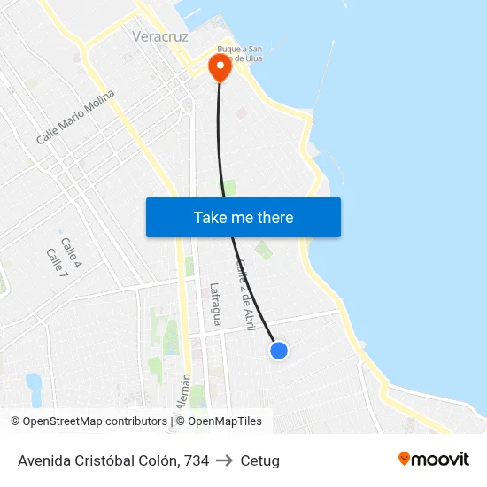 Avenida Cristóbal Colón, 734 to Cetug map