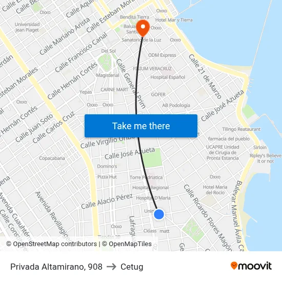 Privada Altamirano, 908 to Cetug map