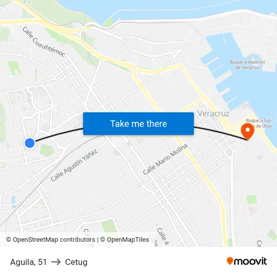 Aguila, 51 to Cetug map