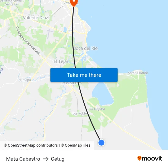 Mata Cabestro to Cetug map