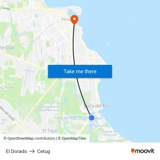 El Dorado to Cetug map