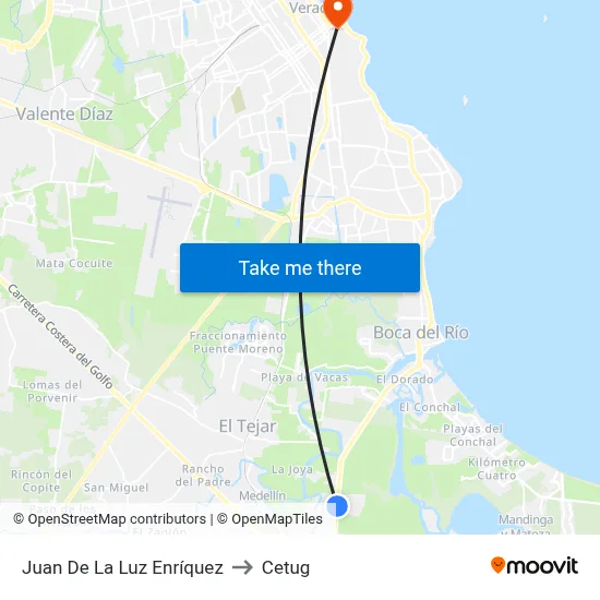 Juan De La Luz Enríquez to Cetug map