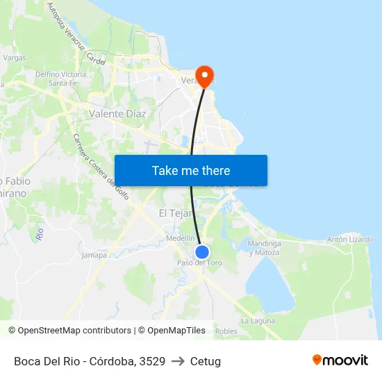 Boca Del Rio - Córdoba, 3529 to Cetug map