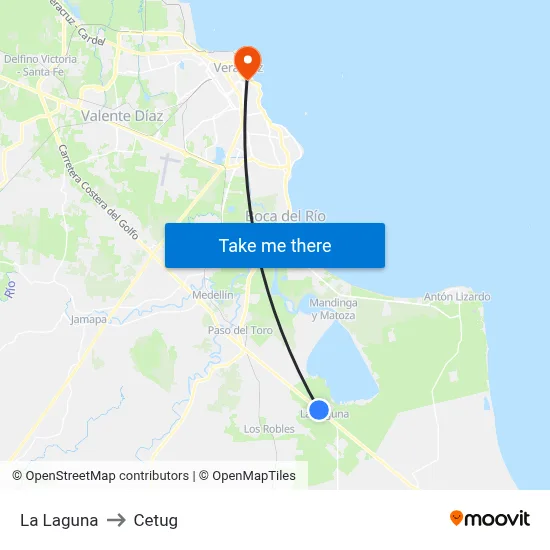 La Laguna to Cetug map