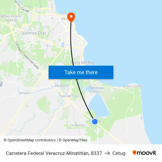 Carretera Federal Veracruz-Minatitlán, 8337 to Cetug map