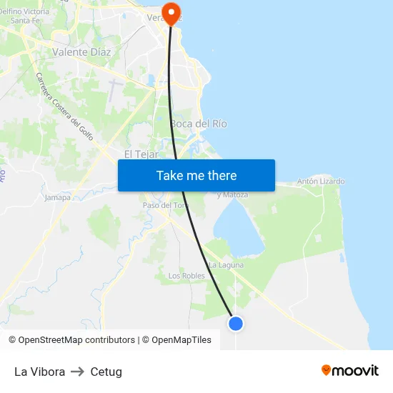 La Vibora to Cetug map