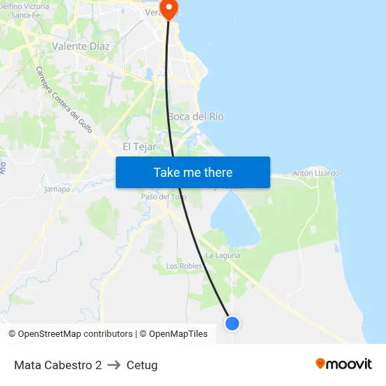 Mata Cabestro 2 to Cetug map