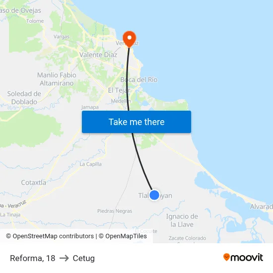 Reforma, 18 to Cetug map