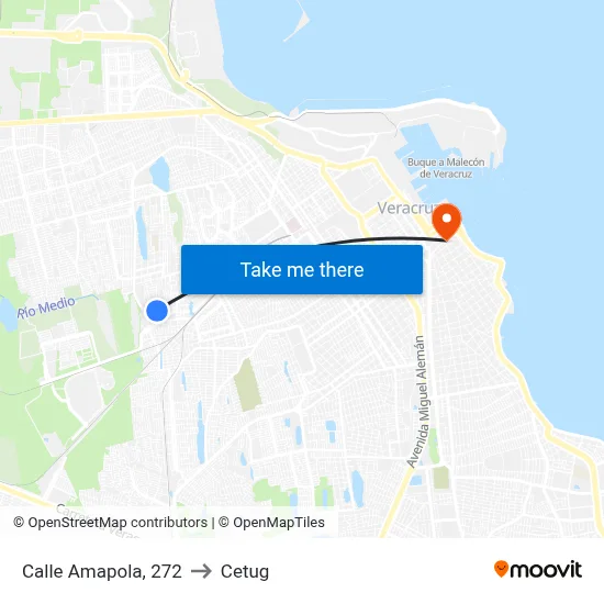 Calle Amapola, 272 to Cetug map